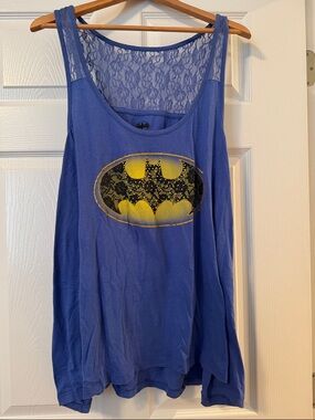 torrid Blue Lace-Back Batman Logo Tank